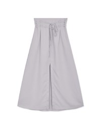 High Waisted Double Thin Belt Slit Maxi Skirt