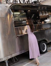 Crinkled Textured Slit Maxi Skirt