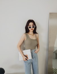 Double Button High Waisted Denim Jeans Slim Fit Pants