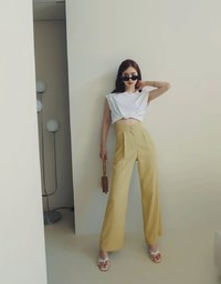 V Cut High Waisted Suit Pants