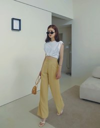 V Cut High Waisted Suit Pants