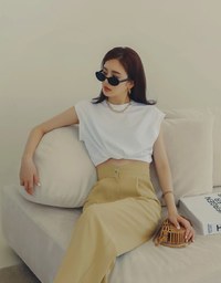 V Cut High Waisted Suit Pants