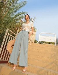 Cooling CEO Tie-Ribbon Slimming Suit Straight Pants