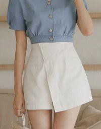 Bias-Cut Buttoned A-Line Skorts