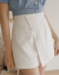 Bias-Cut Buttoned A-Line Skorts