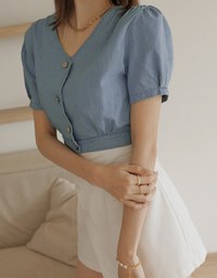 Bias-Cut Buttoned A-Line Skorts