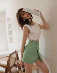 Bias-Cut Buttoned A-Line Skorts