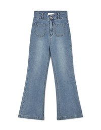 V-Notch Denim Jeans Flare Pants