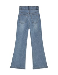 V-Notch Denim Jeans Flare Pants