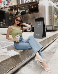 V-Notch Denim Jeans Flare Pants