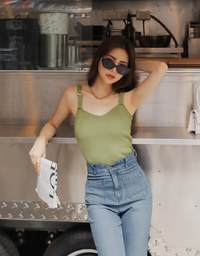 V-Notch Denim Jeans Flare Pants