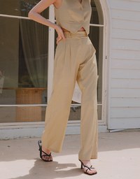 Side-button Detailed Pleated Suit Pants
