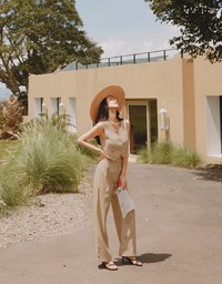 Side-button Detailed Pleated Suit Pants