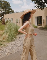 Side-button Detailed Pleated Suit Pants
