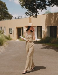 Side-button Detailed Pleated Suit Pants