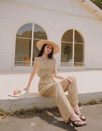 Side-button Detailed Pleated Suit Pants