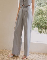 Side-button Detailed Pleated Suit Pants