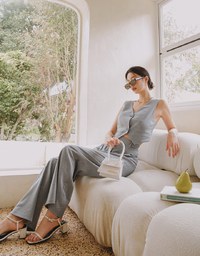Side-button Detailed Pleated Suit Pants