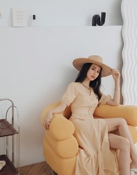 Retro Metallic Button Splice Maxi Dress (With Belt)