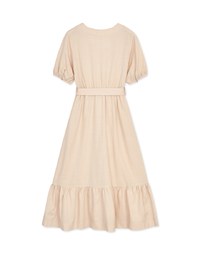 Retro Metallic Button Splice Maxi Dress (With Belt)