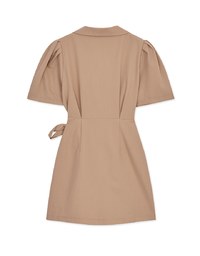 Edgy Chic Side-Tie Scrunch Puff Sleeve Suit Mini Dress
