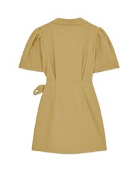 Edgy Chic Side-Tie Scrunch Puff Sleeve Suit Mini Dress