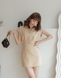 Edgy Chic Button Up Shirt Mini Dress