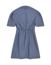 Voguish Arc Overlap Scrunch Denim Jeans Mini Dress