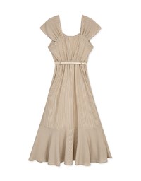 2WAY Striped Buttoned Splice Maxi Dress (With Belt)