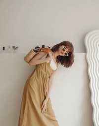 Whimsical Double Strap Pinafore Maxi Dress (With Belt)