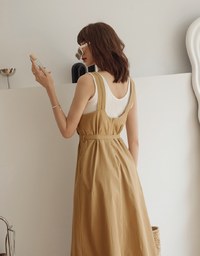 Whimsical Double Strap Pinafore Maxi Dress (With Belt)