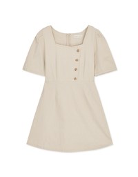 Très Chic Square Neck Buttoned Mini Dress