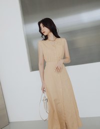 Striped Slit Shirt Maxi Dress