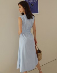 Striped Slit Shirt Maxi Dress