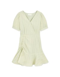 Side Scrunch Gingham Ruffled Hem Mini Dress