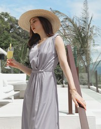 Ethereal Tie-Back Scrunch Sleeveless Maxi Dress