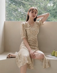Romantic Floral Side Slit Long Dress
