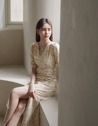 Romantic Floral Side Slit Long Dress