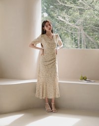 Romantic Floral Side Slit Long Dress