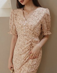Romantic Floral Side Slit Long Dress