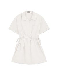 【Vacanza】Laidback Side Dual-Drawstring Mini Shirt Dress