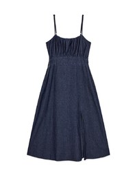 Classic Thin Strap Slit Denim Jeans Maxi Dress