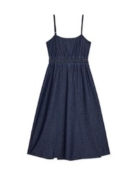 Classic Thin Strap Slit Denim Jeans Maxi Dress