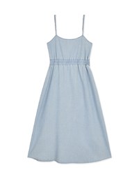 Classic Thin Strap Slit Denim Jeans Maxi Dress