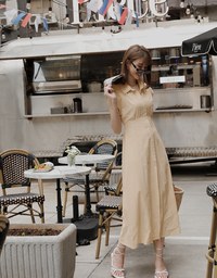 Cotton Linen Sleeveless Shirt Maxi Dress
