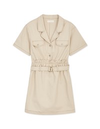 Paperbag-Waist Splice Lapel Mini Dress (With Belt)
