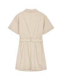 Paperbag-Waist Splice Lapel Mini Dress (With Belt)