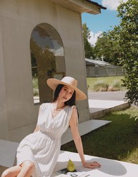 Shoulder Drawstring Striped Mini Dress