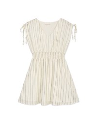 Shoulder Drawstring Striped Mini Dress