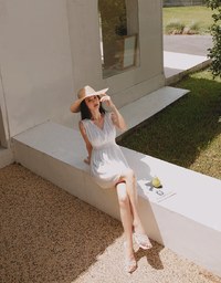 Shoulder Drawstring Striped Mini Dress